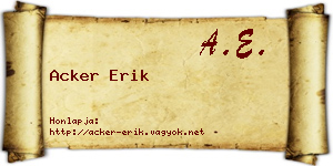 Acker Erik névjegykártya